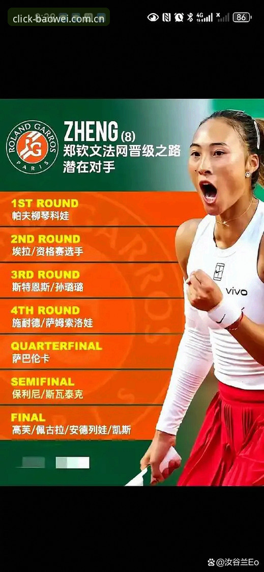 揭秘：法网签表深度解析——郑钦文保分战背后的技术博弈